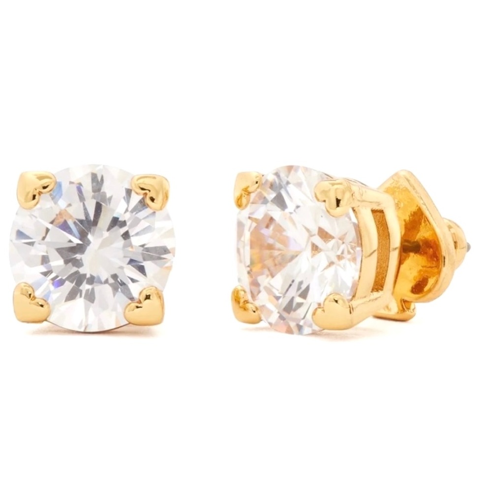 $58 Kate Spade Heartful Prong Stud Earrings in gold / clear
